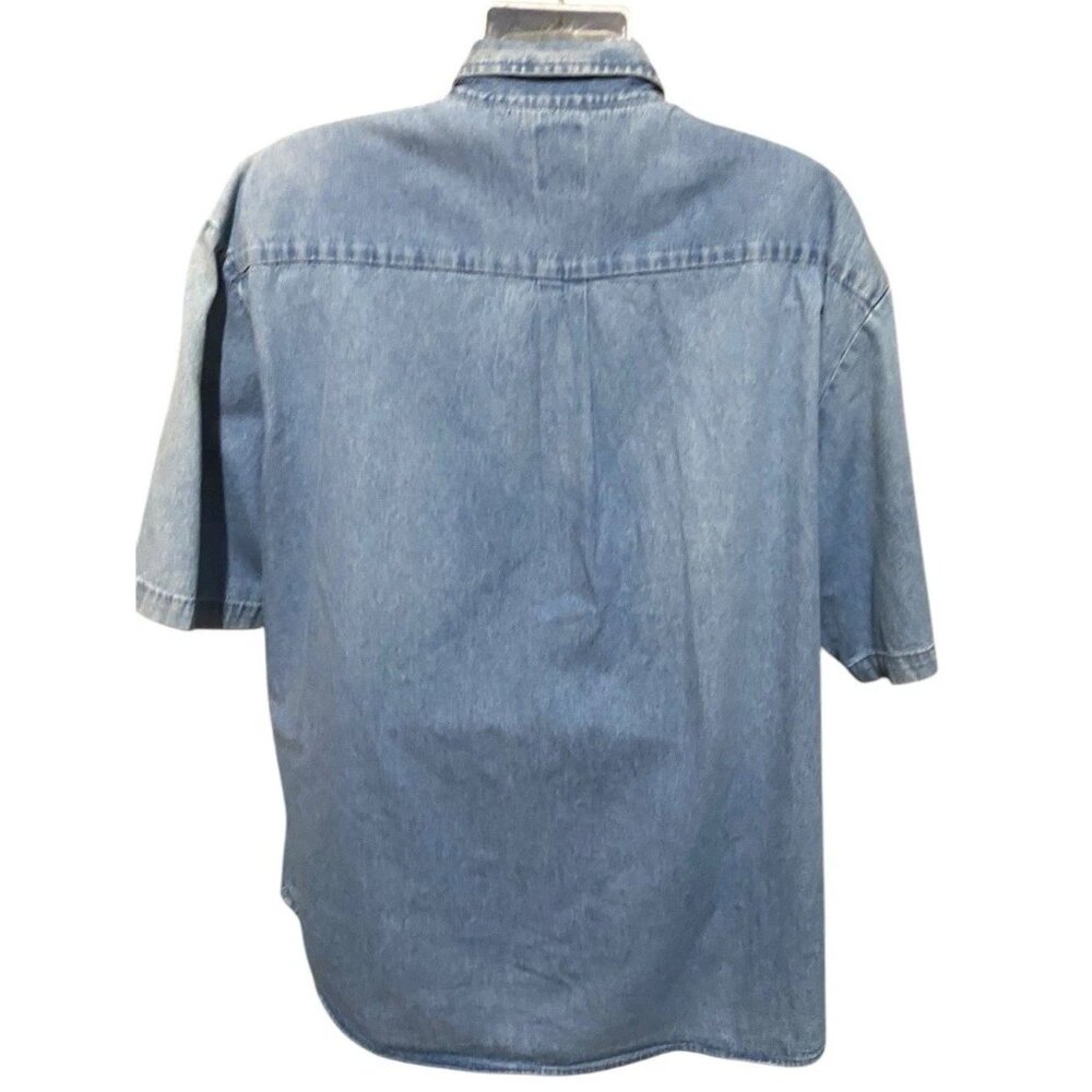 Dickies Short Sleeve Workwear Shirt Men's Size 3XL Faded Blue Denim Button-up - Picture 8 of 11
